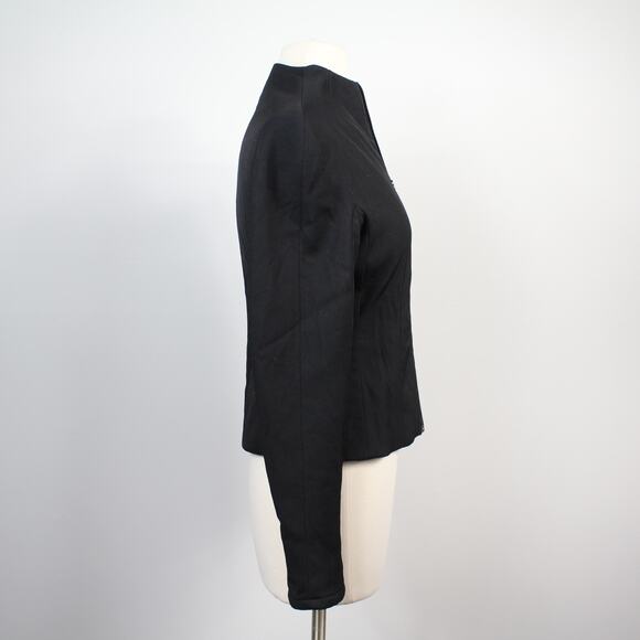 Vintage Moschino Cheap and Chic Black Virgin Wool-Blend Zip Jacket - Picture 3 of 13